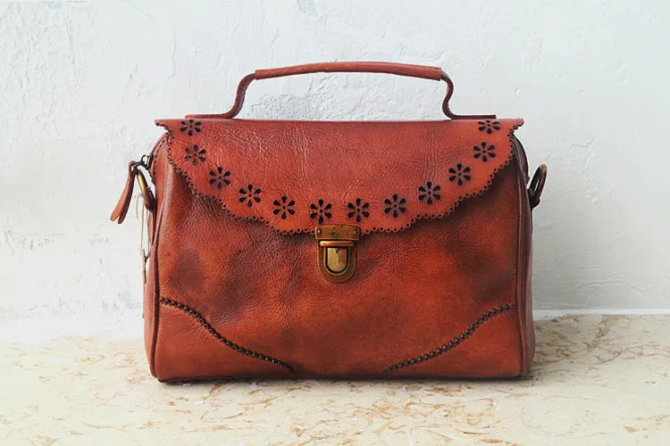 YAAGLE Women Vintage Tanned Leather Flap Shoulder Bag Tote YGPD2099