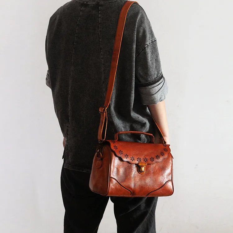 YAAGLE Women Vintage Tanned Leather Flap Shoulder Bag Tote YGPD2099