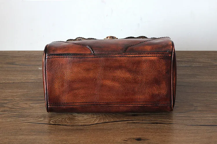 YAAGLE Women Vintage Tanned Leather Flap Shoulder Bag Tote YGPD2099