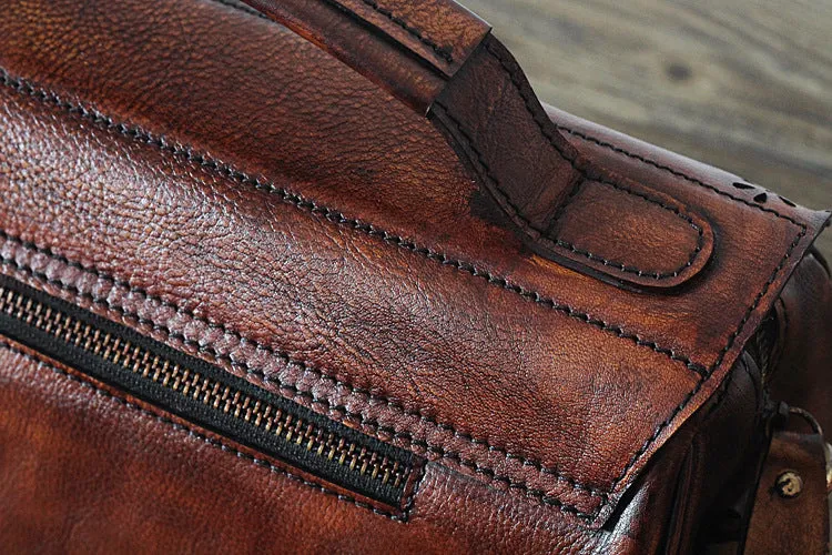YAAGLE Women Vintage Tanned Leather Flap Shoulder Bag Tote YGPD2099