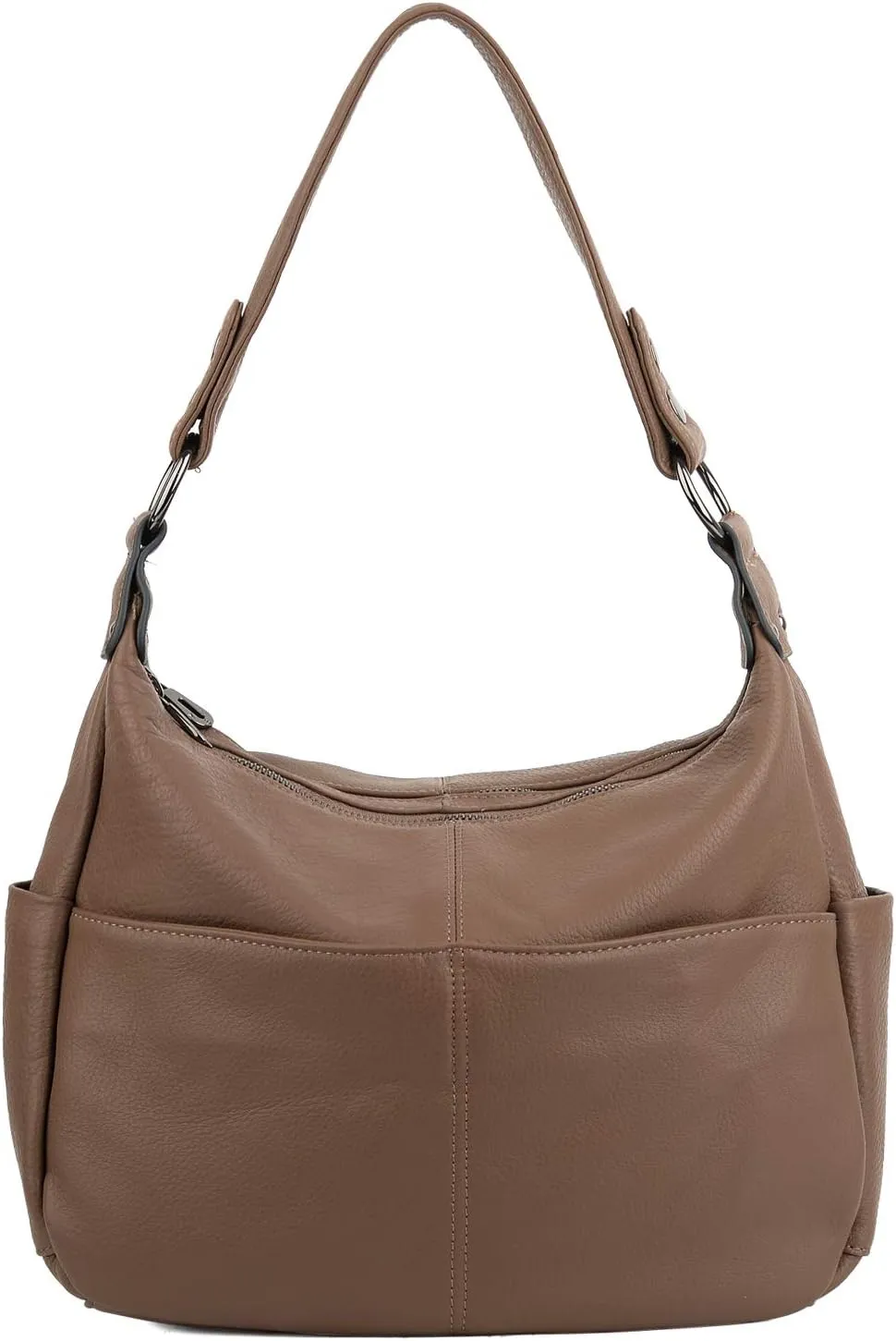 YALUXE Genuine Leather Shoulder Bags Hobo Handbags Purses with Double Zipper Pockets and Crossbody Strap for Women