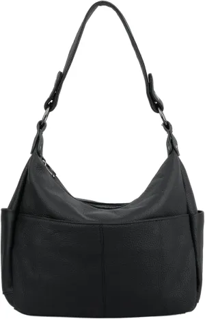 YALUXE Women's Genuine Leather Shoulder Bags Hobo Handbags Purses with Double Zipper Pockets and Crossbody Strap