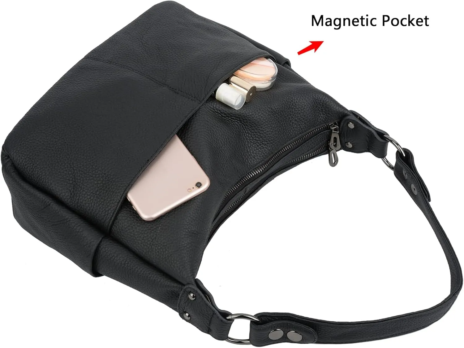 YALUXE Women's Genuine Leather Shoulder Bags Hobo Handbags Purses with Double Zipper Pockets and Crossbody Strap