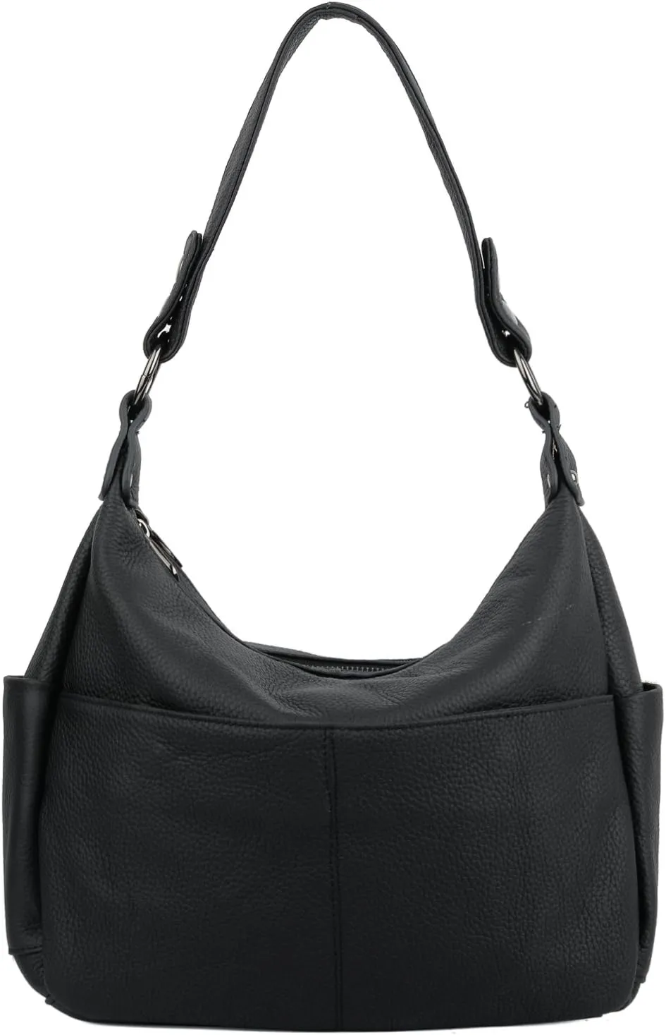 YALUXE Women's Genuine Leather Shoulder Bags Hobo Handbags Purses with Double Zipper Pockets and Crossbody Strap