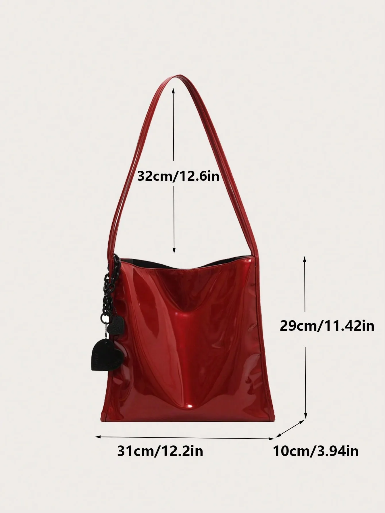 Yogodlns Stylish Patent Leather Tote Bag Solid Color Large Capacity Shoulder Bag Bucket Bags Underarm Bag For Daily Use-FD