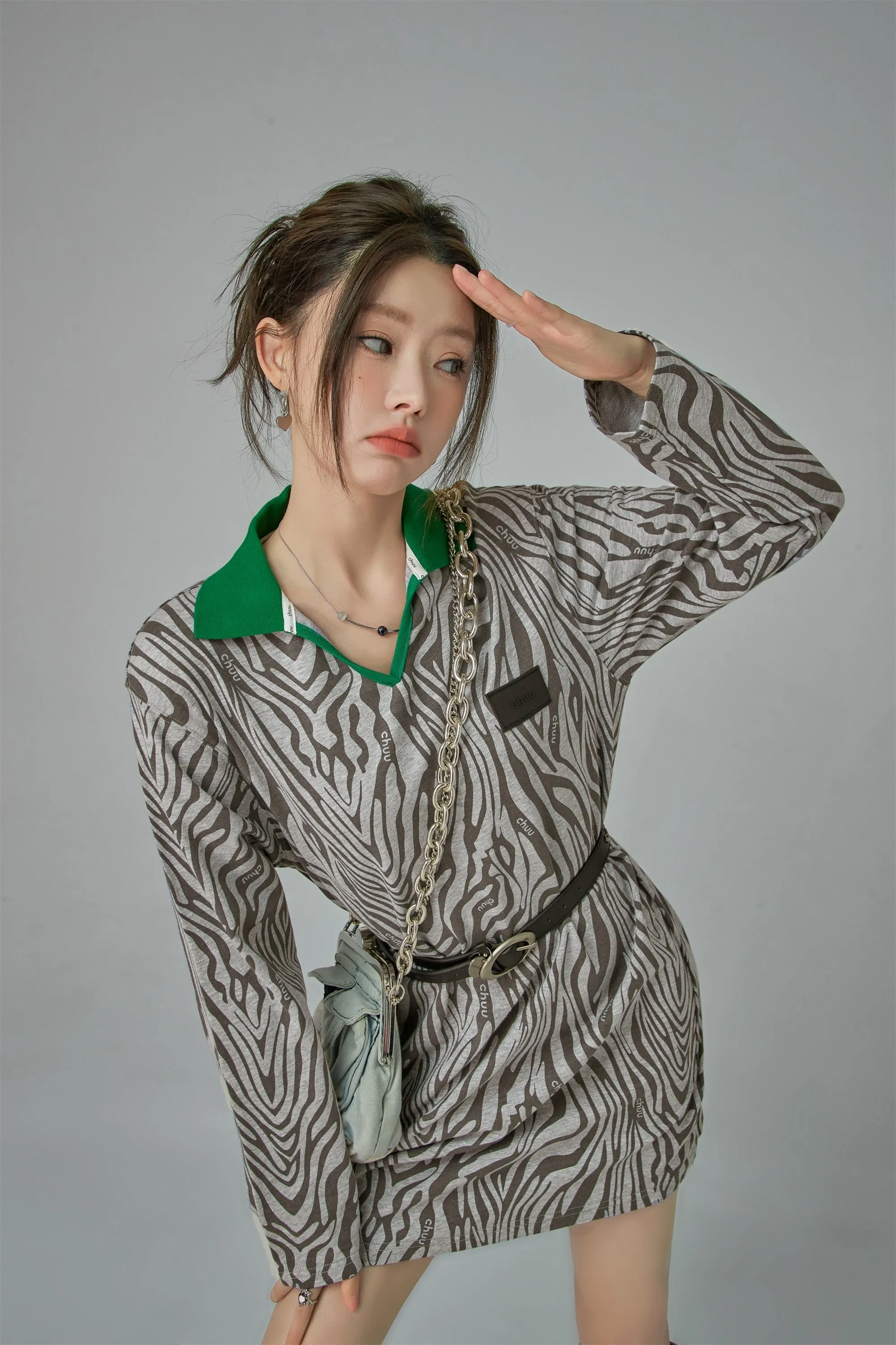 Zebra Print Mini Polo Dress
